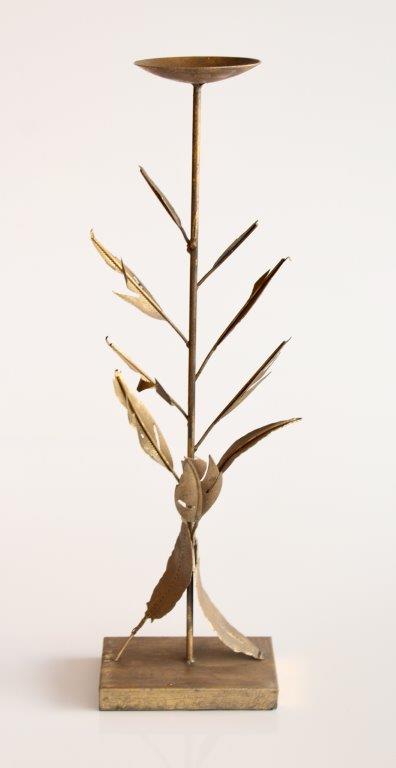 Gold Metal Leaf Candle Stick - NetDécor 