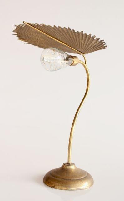 Gold Metal Palm Leaf LED Battery Operated Light - NetDécor 