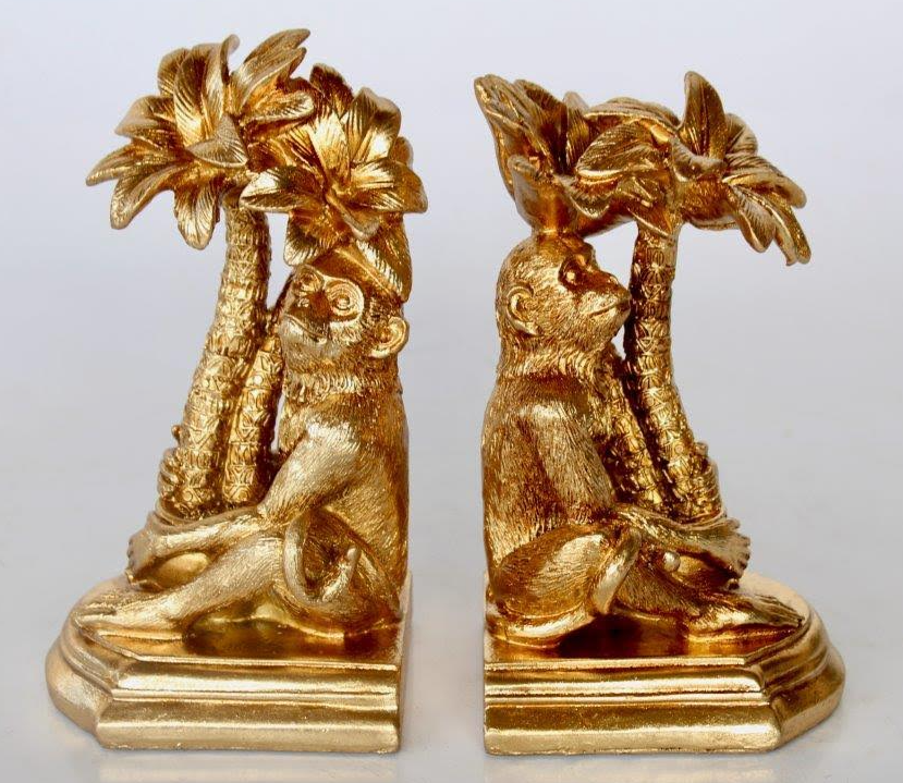 Pair of Golden Monkey Palm Tree Bookends - NetDécor 