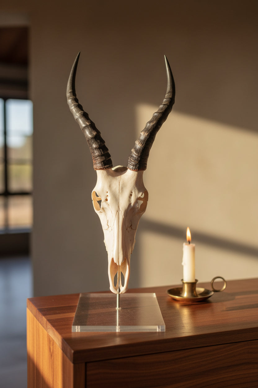 Polished Mounted Blesbok Full Skull - NetDécor 
