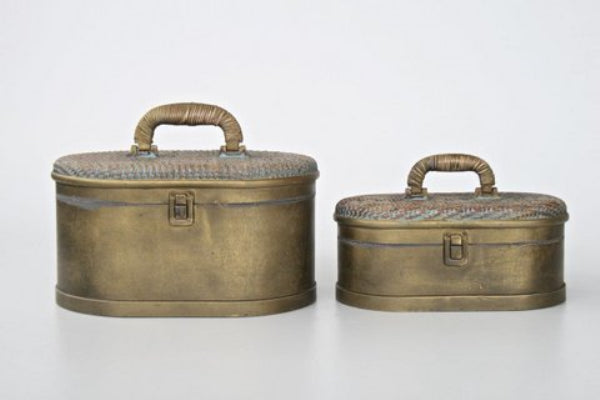 Set of 2 Oval Rattan Boxes - NetDécor 