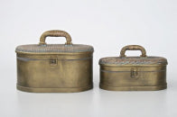 Set of 2 Oval Rattan Boxes - NetDécor 