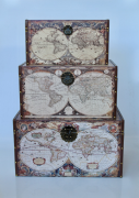 Set of 3 Large World Map Trunks - NetDécor 
