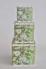 SET OF 3 SQUARE BOXES GREEN FLOWERS - NetDécor 