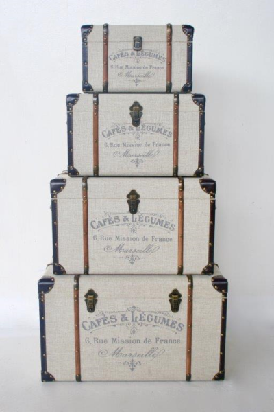 Set of 4 Grey Marseilles Trunks - NetDécor 