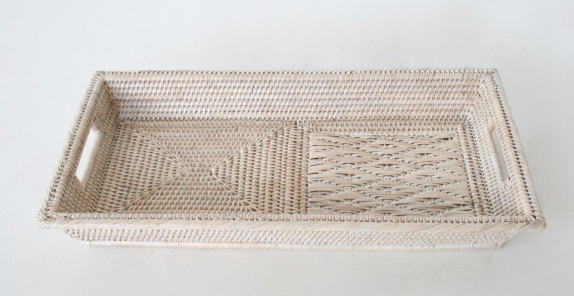White Washed Rattan Tray - NetDécor 