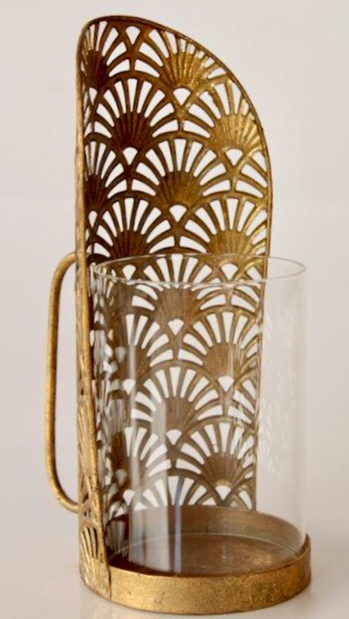 METAL & GLASS LANTERN WITH HANDLE - NetDécor 