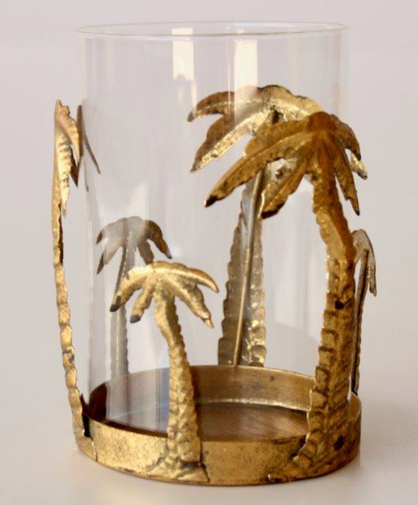 Gold Metal Palm Tree Candle Holder - NetDécor 