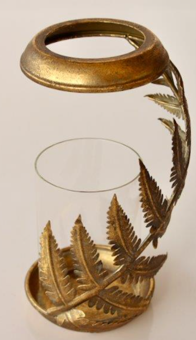 GOLD METAL FERN CANDLE HOLDER - NetDécor 