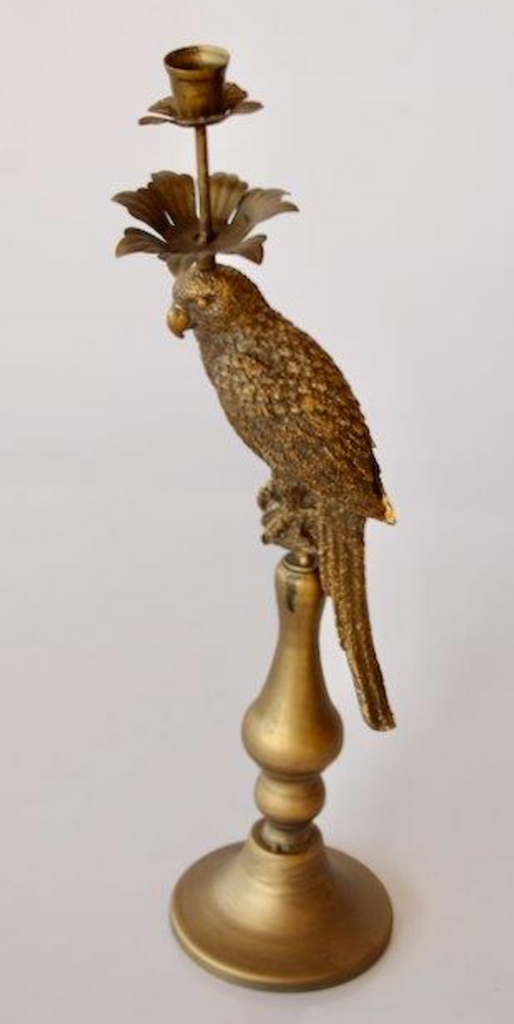 GOLD METAL PARROT CANDLE HOLDER - NetDécor 