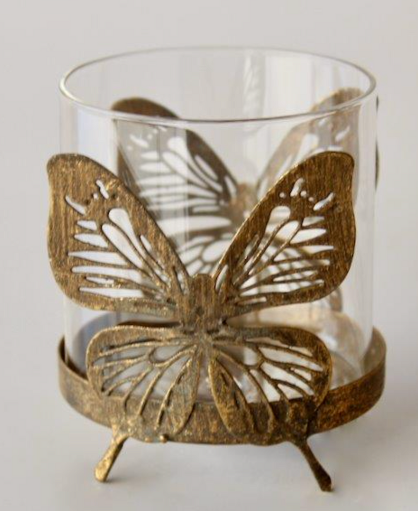 SMALL METAL BUTTERFLY CANDLE HOLDER - NetDécor 