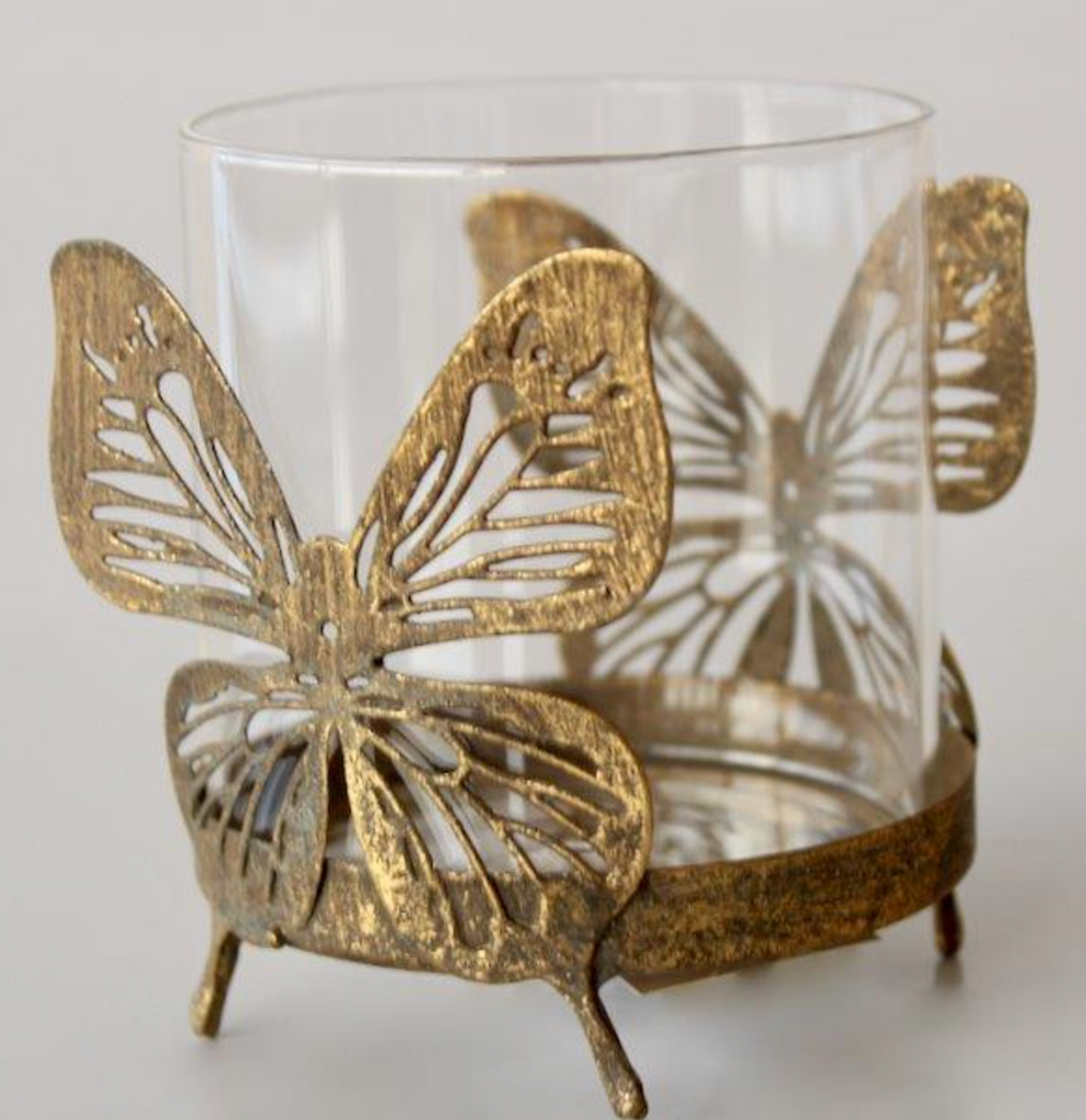 SMALL METAL BUTTERFLY CANDLE HOLDER - NetDécor 