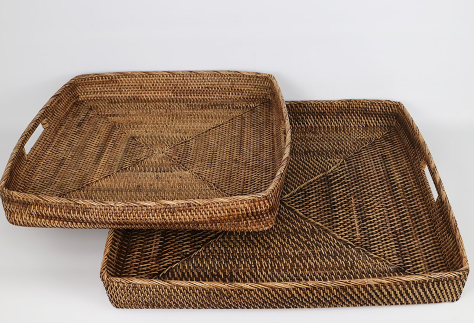 RATTAN TRAY SQUARE SET OF 2 DARK - NetDécor 