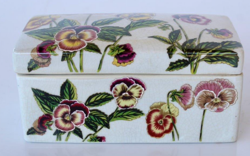 PINK PANSY RECTANGULAR BOX WITH LID - NetDécor 