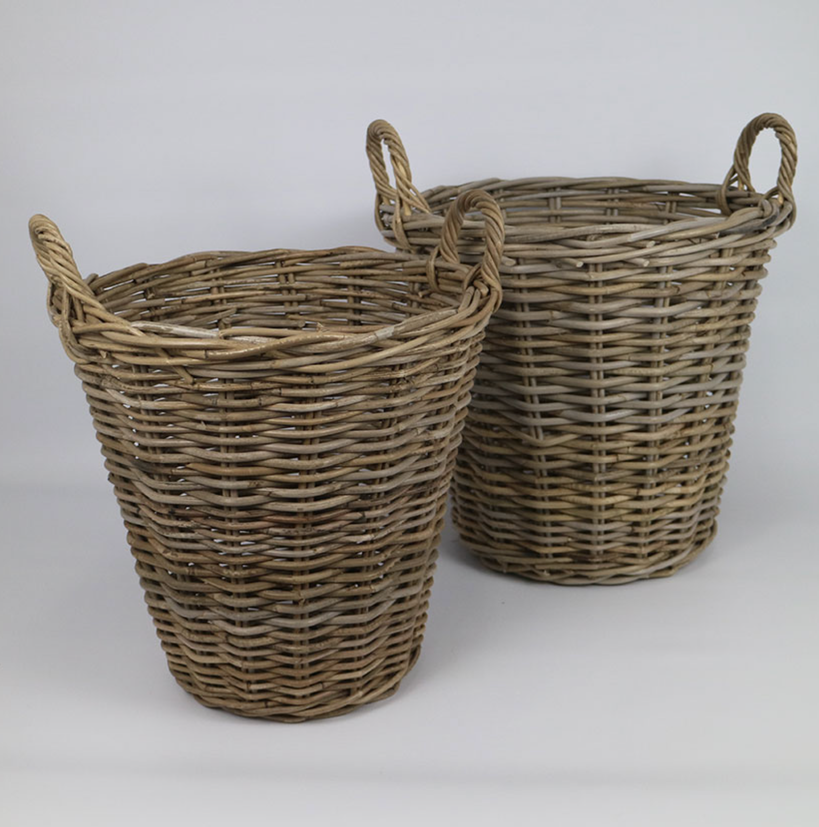 RATTAN THICK POTATO BASKET SET OF 2 GREY - NetDécor 