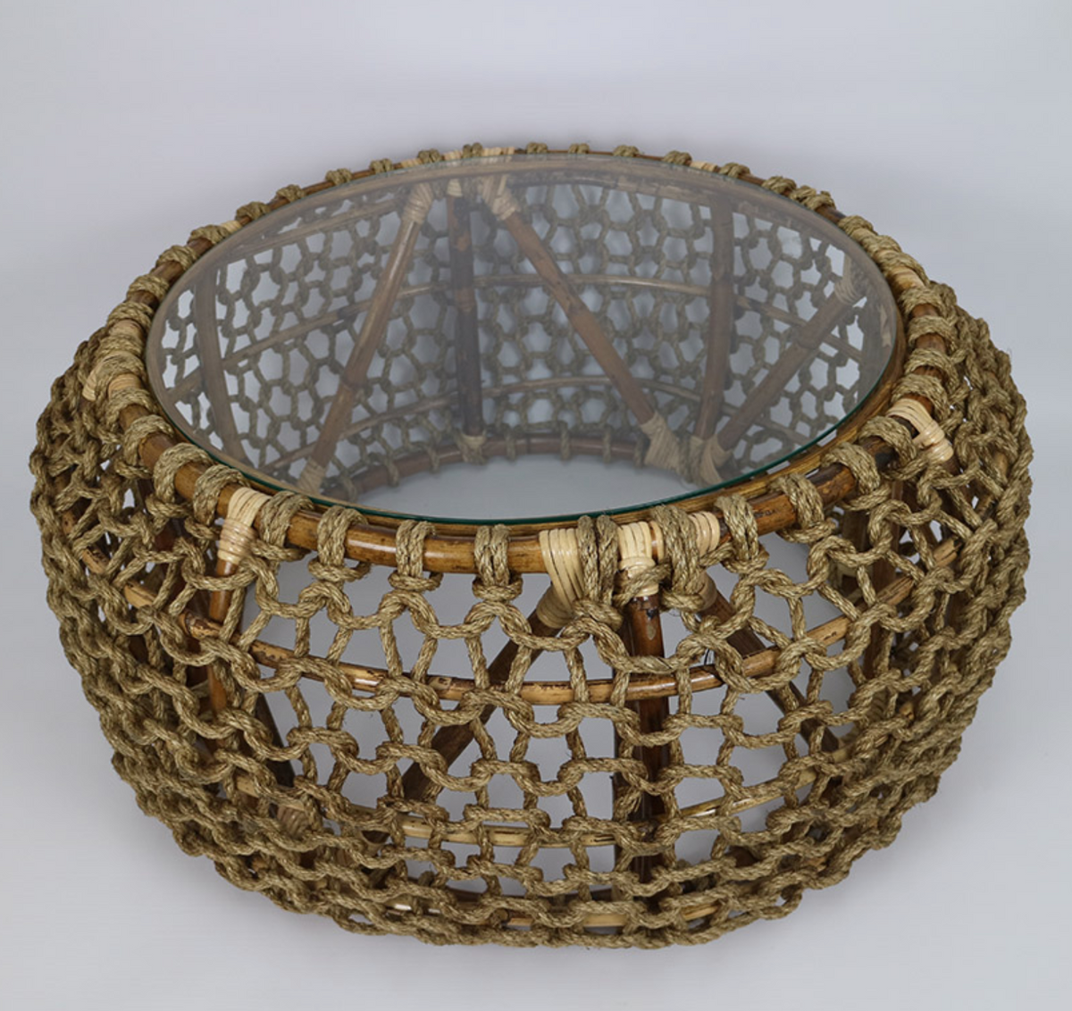 RATTAN THICK & ROPE ROUND COFFEE TABLE