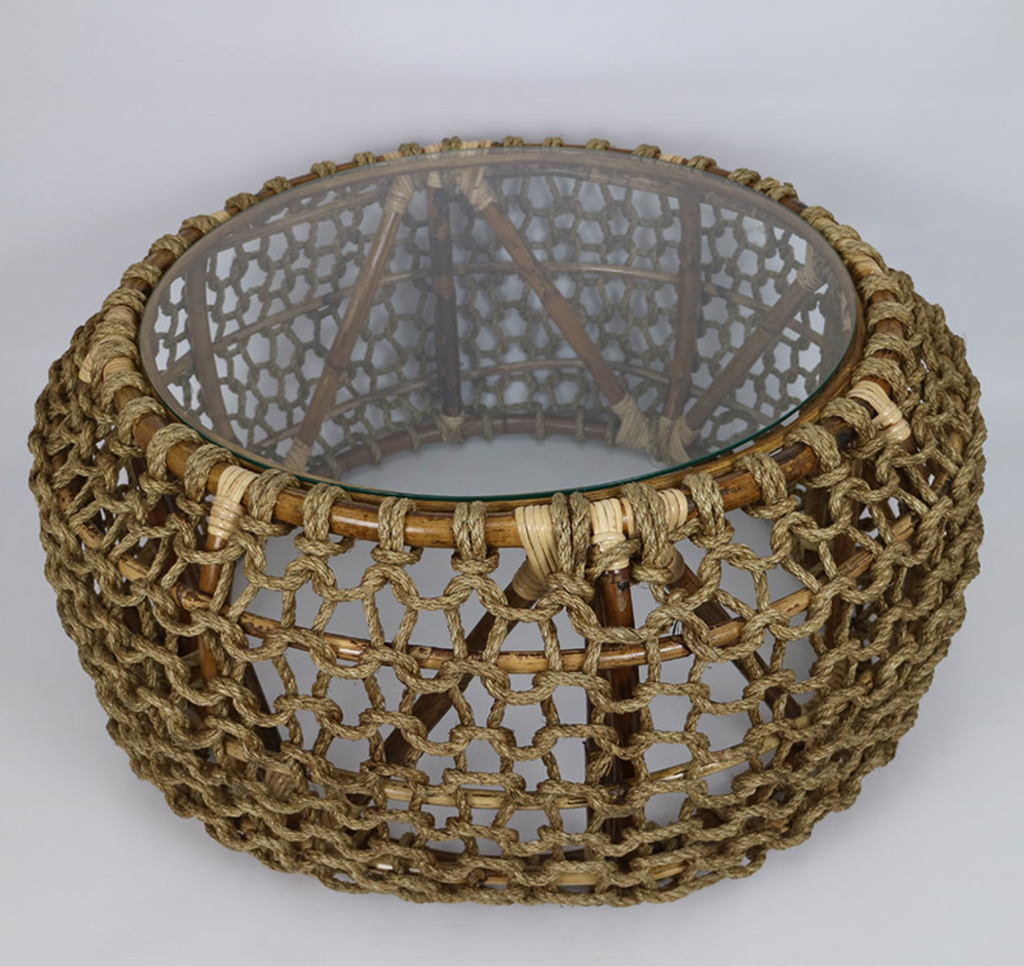 RATTAN THICK & ROPE ROUND COFFEE TABLE - NetDécor 