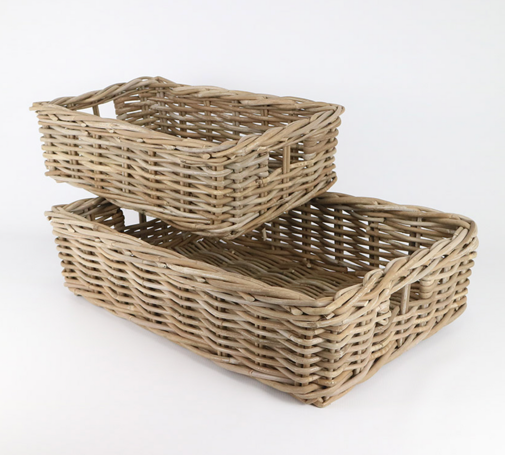 Rattan Thick Shelf Baskets Set Of 2 - NetDécor 