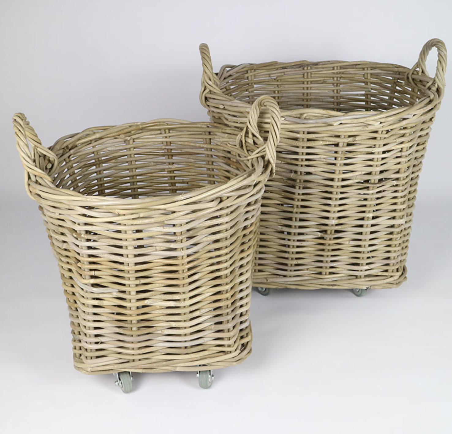 Round Basket On Wheel Set Of 2 - NetDécor 