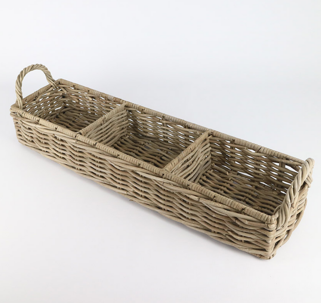 Rattan Thick Long Tray With Dividers - NetDécor 