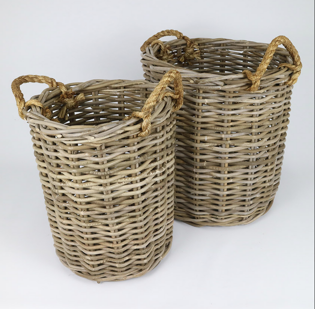 Rattan Thick  Laundry Round Open With Rope Handle - NetDécor 