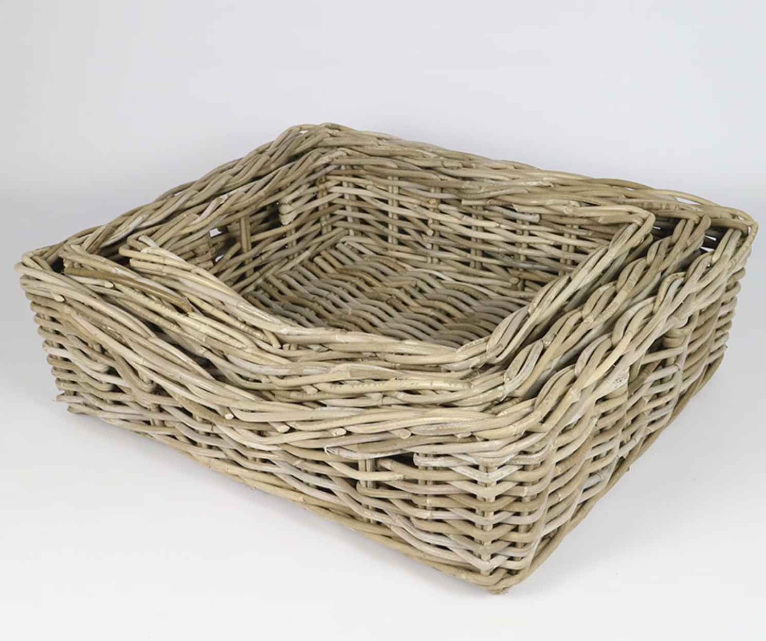 RATTAN THICK DOG BASKET SET OF 3 GREY - NetDécor 