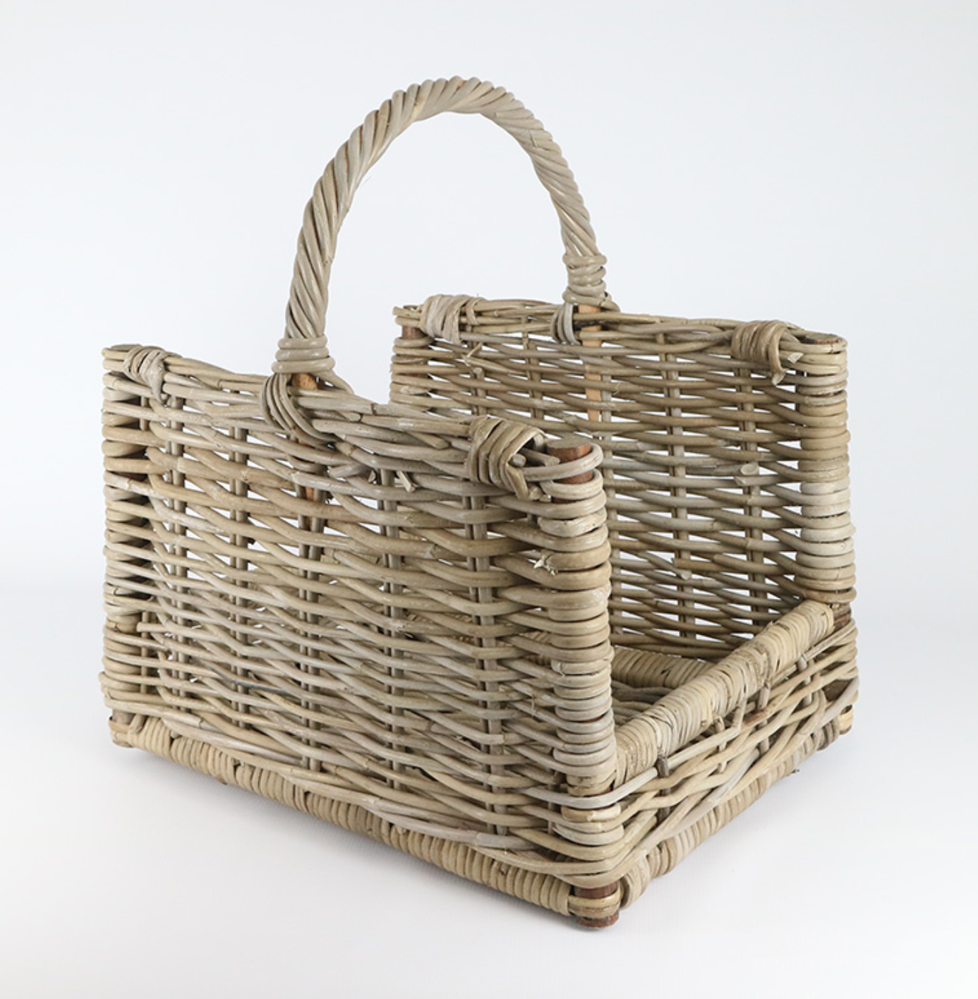 RATTAN THICK FIRE WOOD BASKET GREY - NetDécor 
