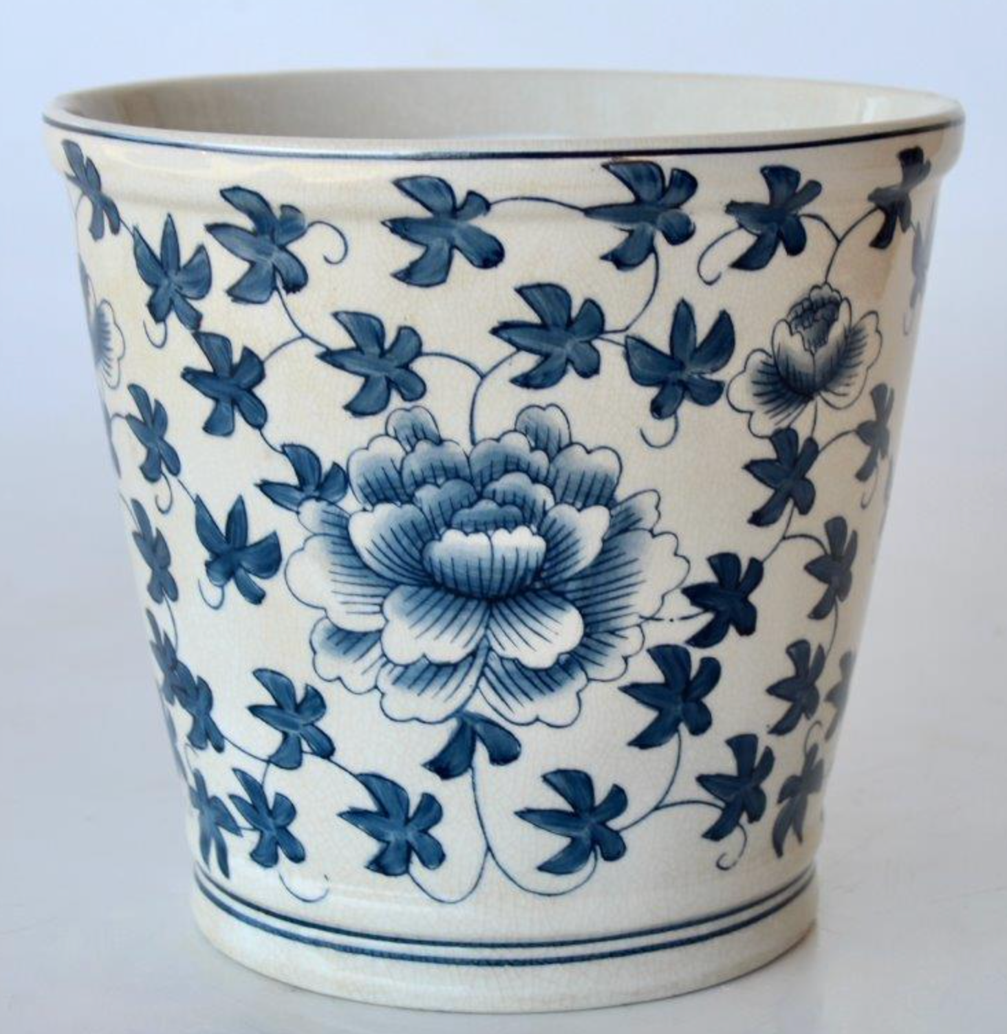 Large Blue Floral Planter - NetDécor 