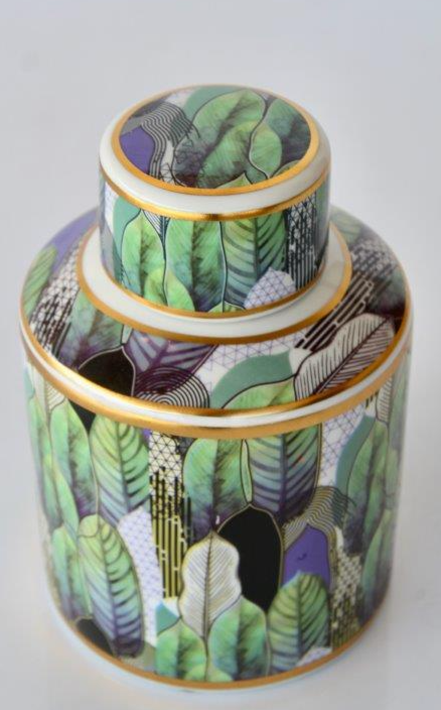 Mauve & Green Jar with Lid - NetDécor 