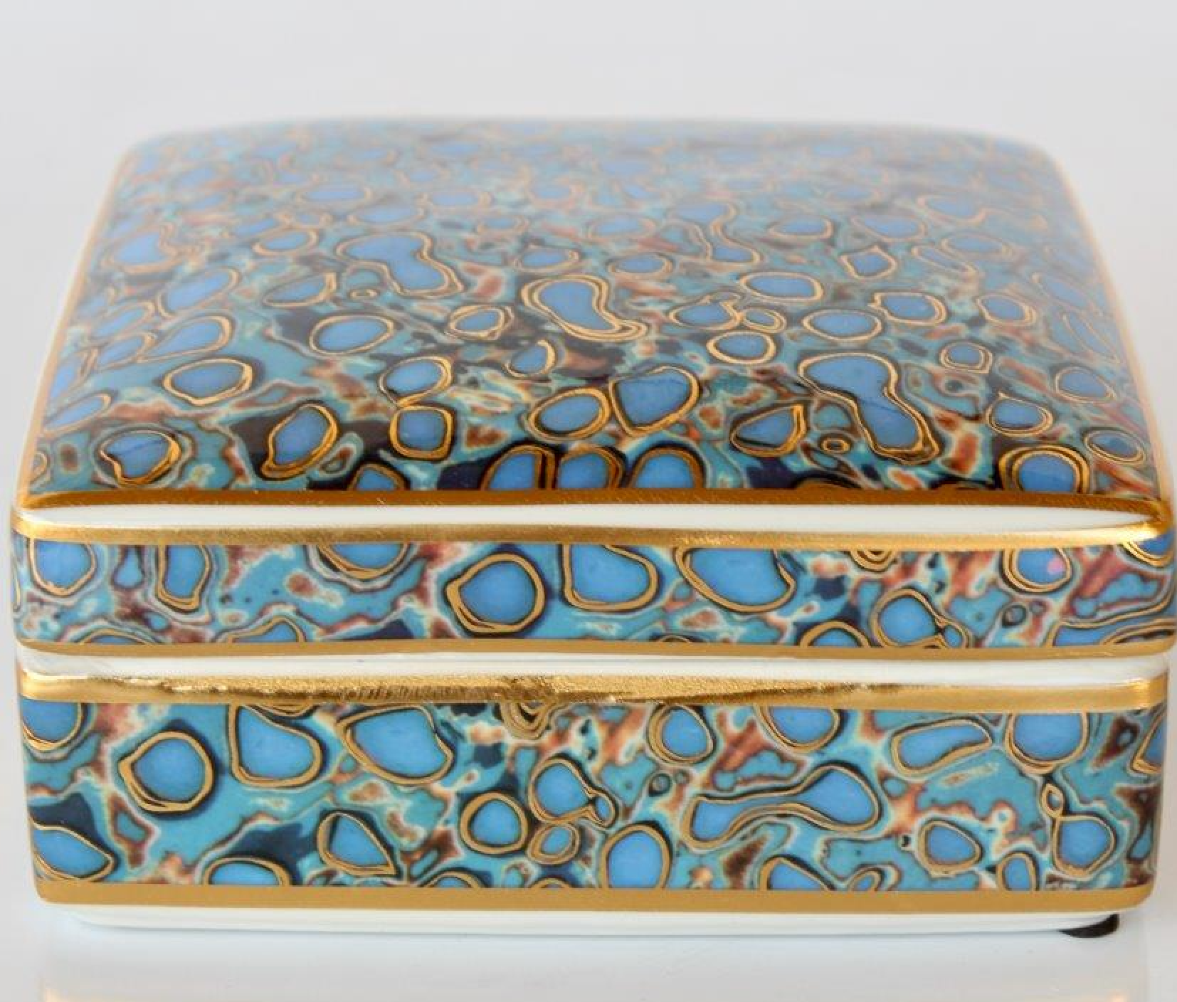 Gold & Blue Multi Coloured Box with Lid - NetDécor 