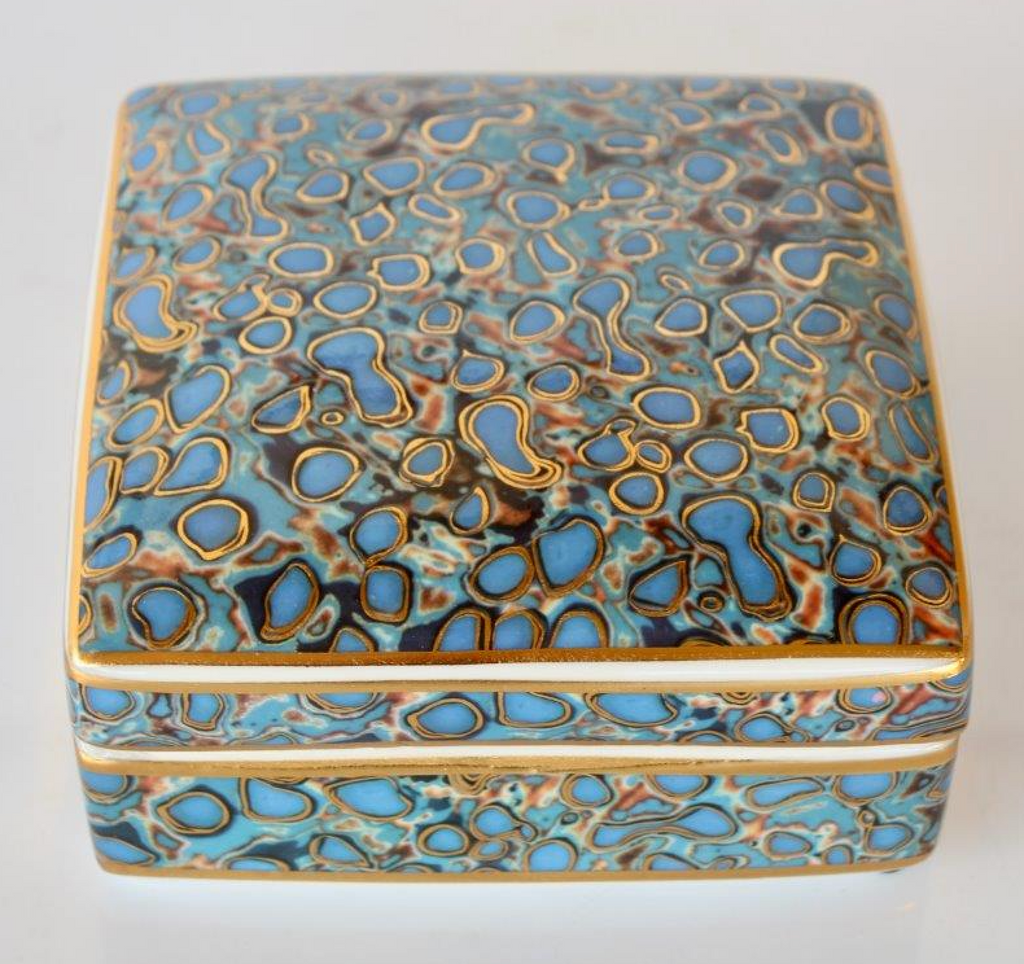 Gold & Blue Multi Coloured Box with Lid - NetDécor 
