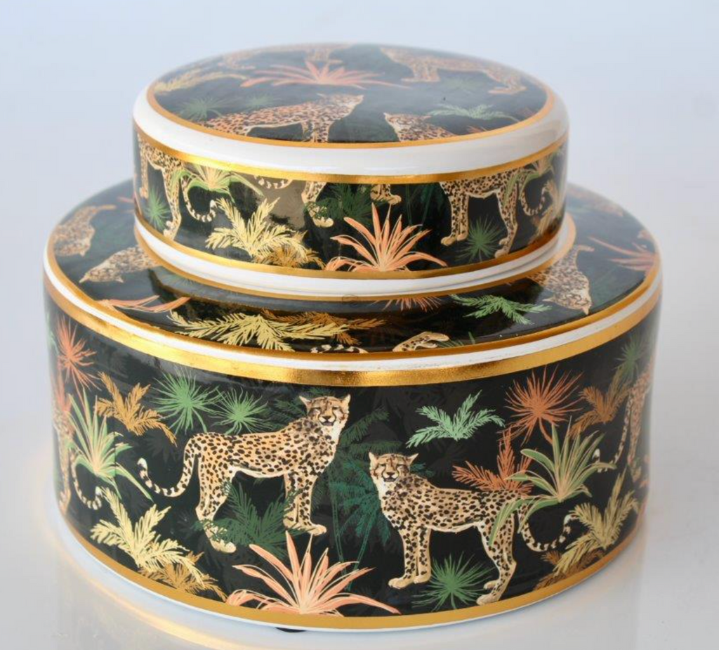 Black & Gold Leopards Jar with Lid - NetDécor 