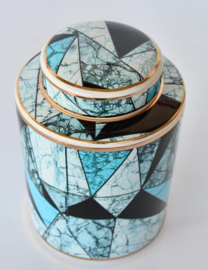 Blue & White & Gold Jar - NetDécor 