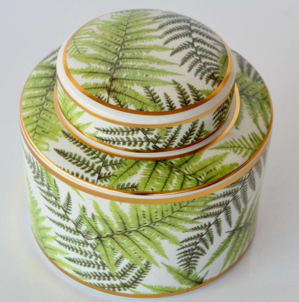 Green & Gold Fern Jar with Lid - NetDécor 