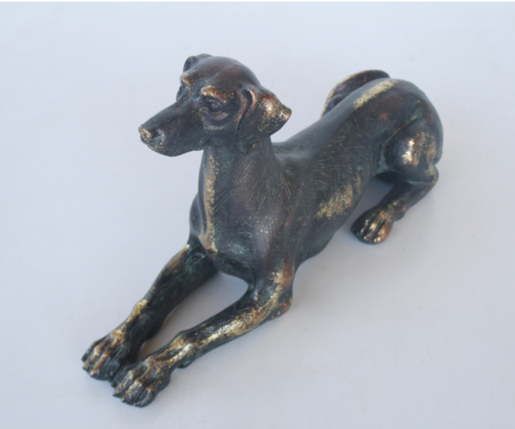 Small Sitting Black and Gold Resin Dog - NetDécor 