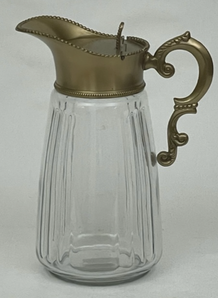 JUG GLASS BEADED BRASS WITH LID - NetDécor 