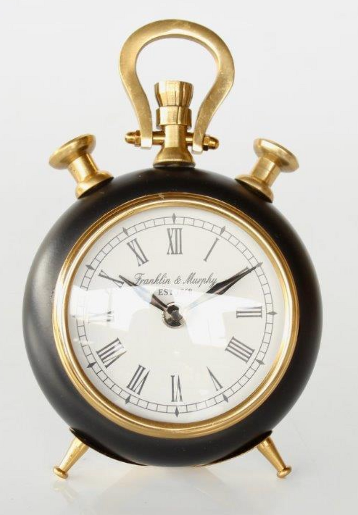 Small Black & Brass Table Clock - NetDécor 