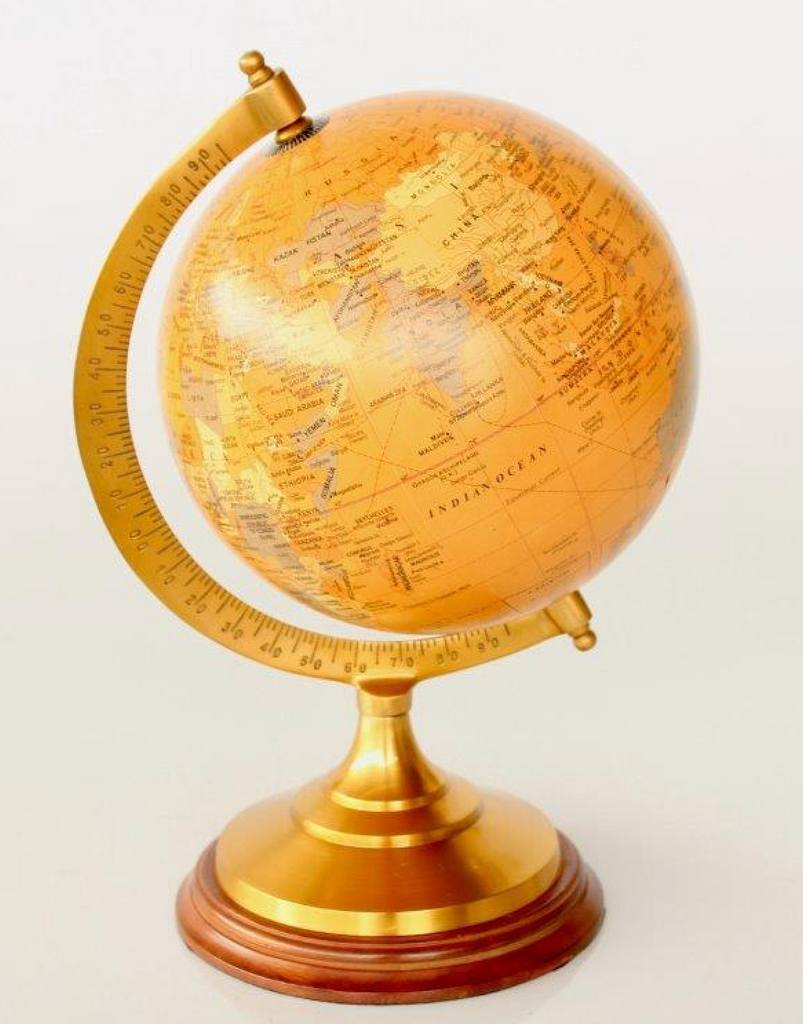 Medium Brass & Mustard World Globe - NetDécor 