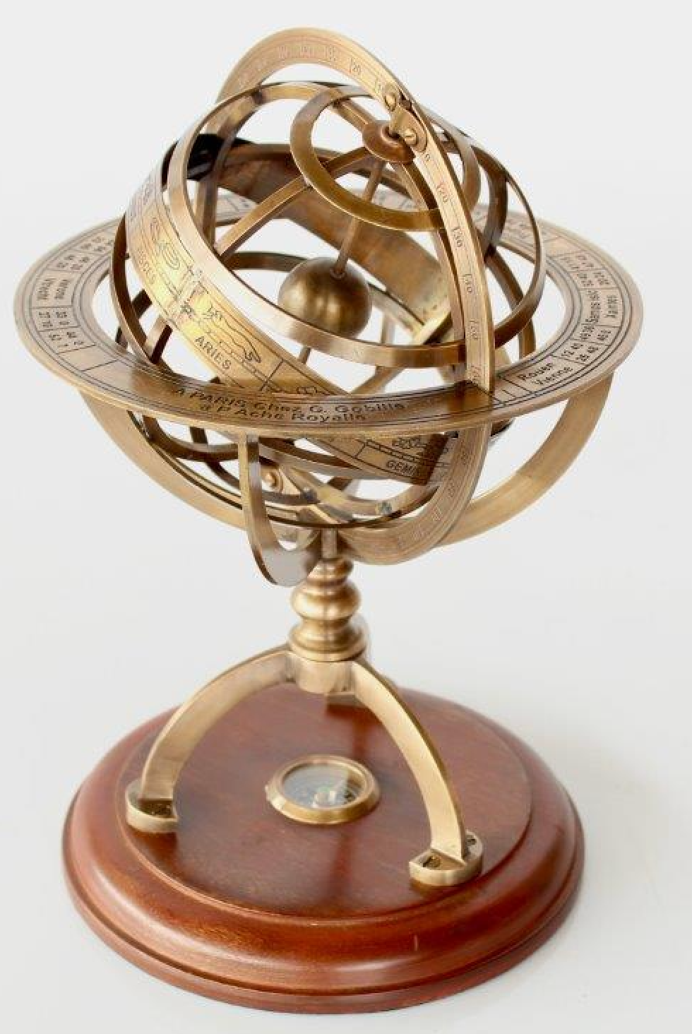 Large Brass Armillary with Compass