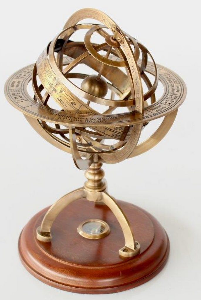 Large Brass Armillary with Compass - NetDécor 
