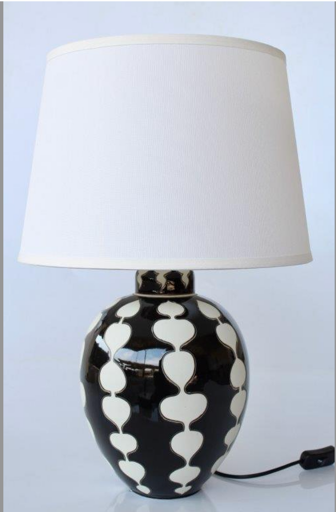 Black and White Lamp with Off White Shade - NetDécor 
