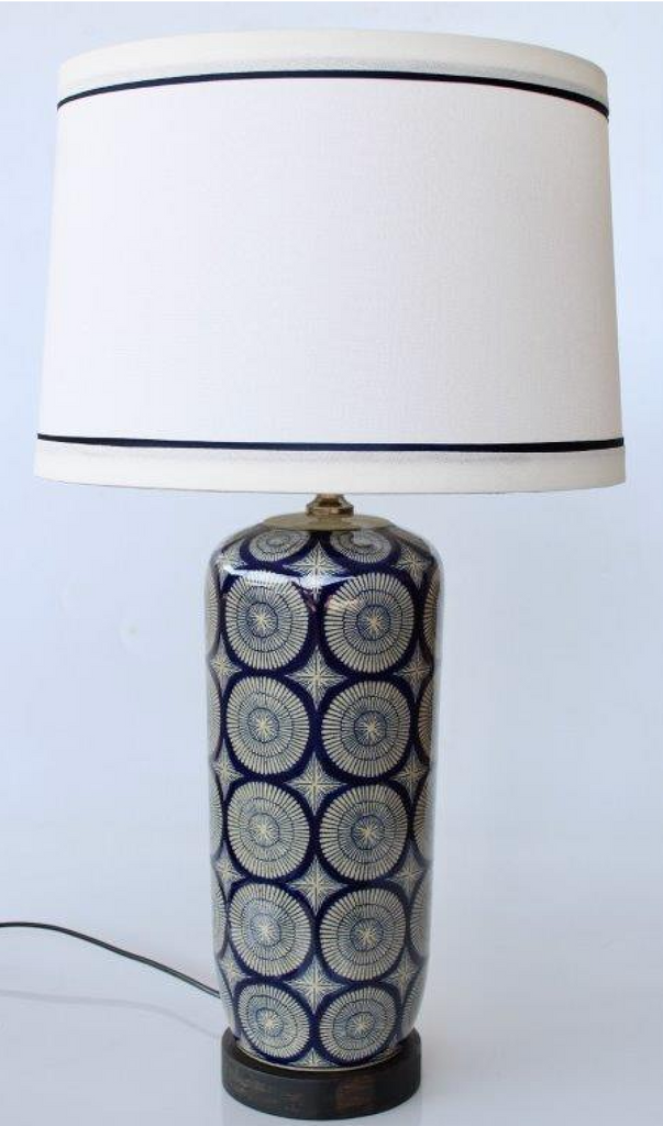 Blue Geo Circles Lamp with Shade - NetDécor 