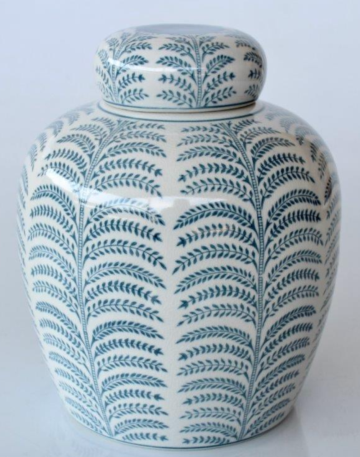Blue & White Fern Jar - NetDécor 