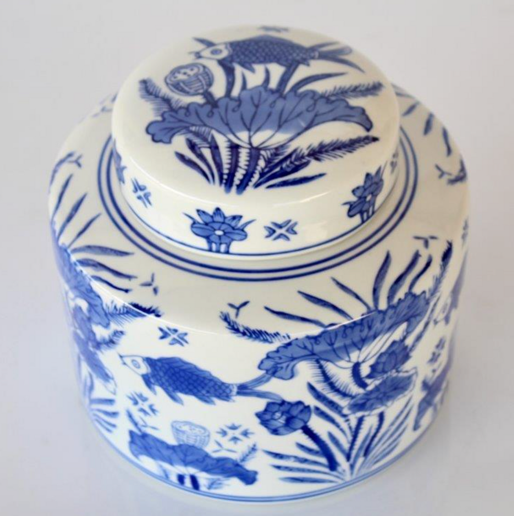 Blue Fish Jar with Lid - NetDécor 