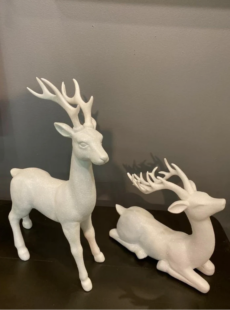 Set of two white Reindeer - NetDécor 