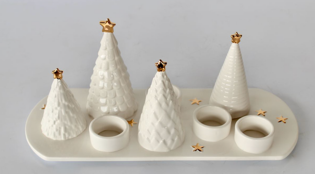 Ceramic Christmas Tree Candle Holders - NetDécor 