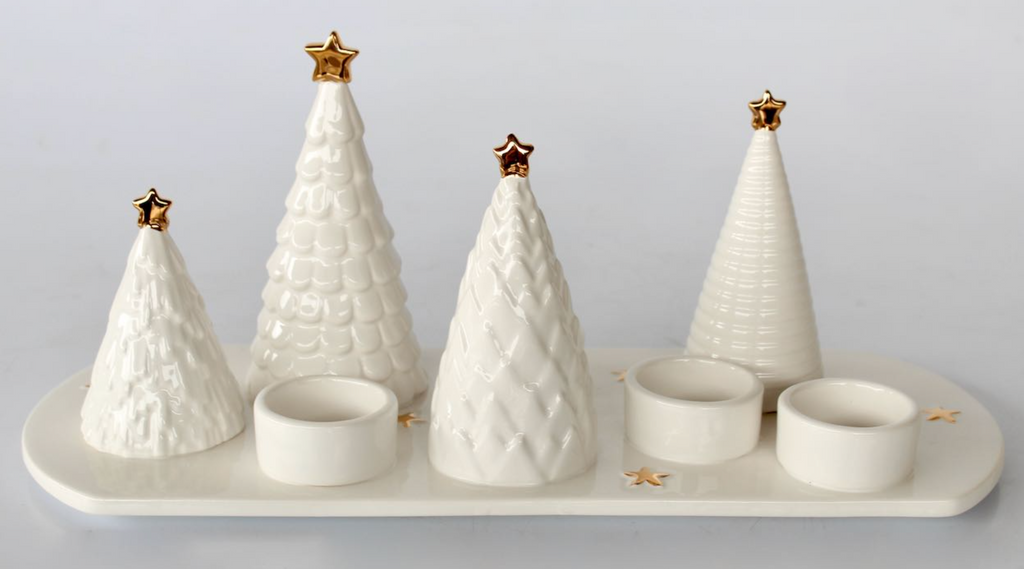 Ceramic Christmas Tree Candle Holders - NetDécor 