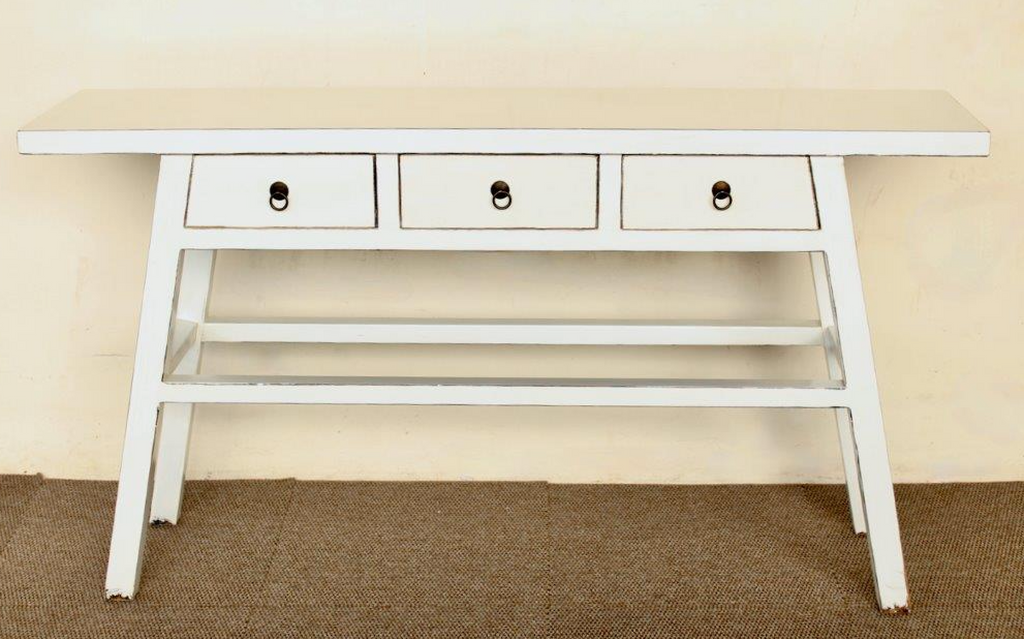 White 3 Drawer Console - NetDécor 