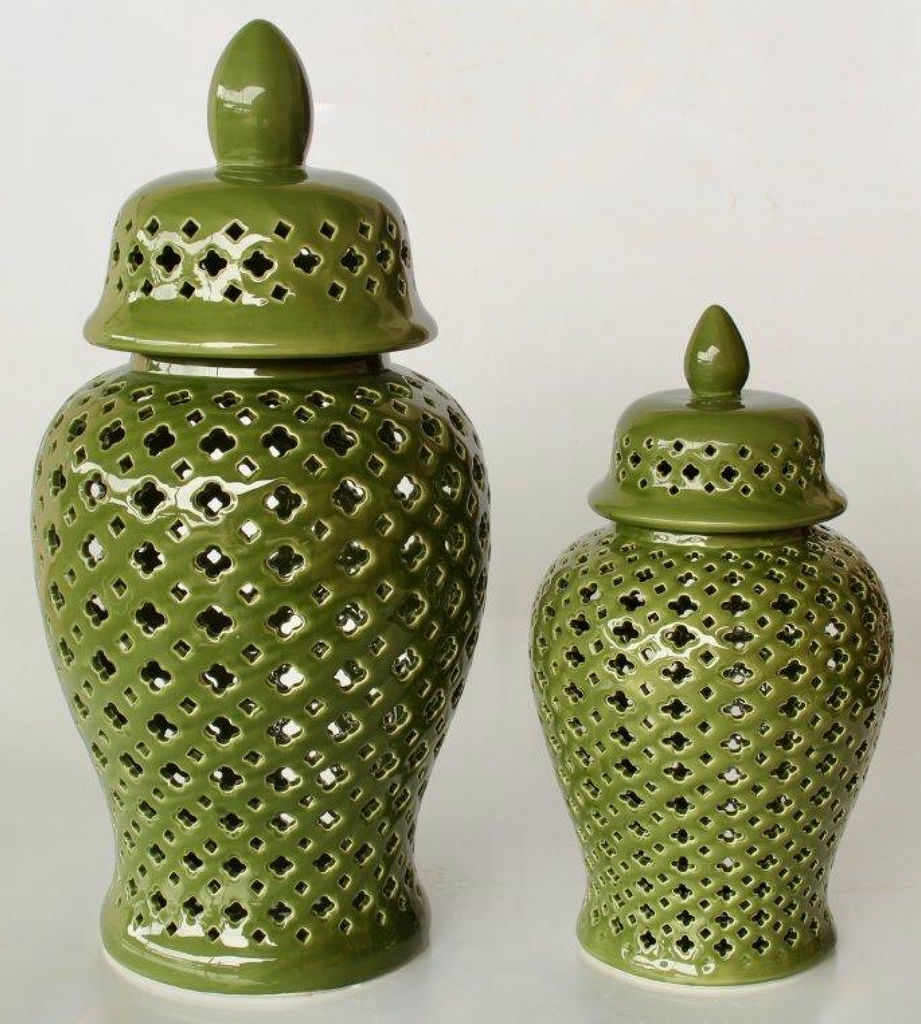 Extra Large Green Ginger Jar - NetDécor 