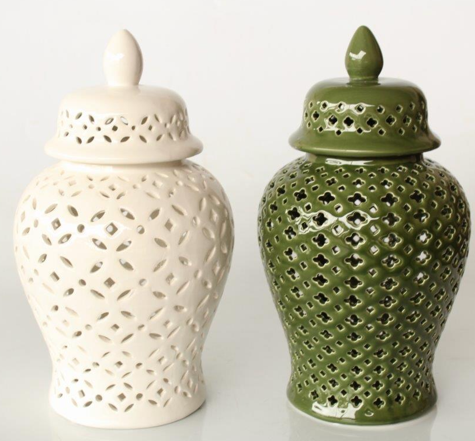 White Cut Out Ginger Jar - NetDécor 